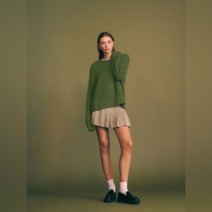 Reformation | Khaki Tessa Pleated Miniskirt Size 8 Acadamia Preppy 90s Y2K